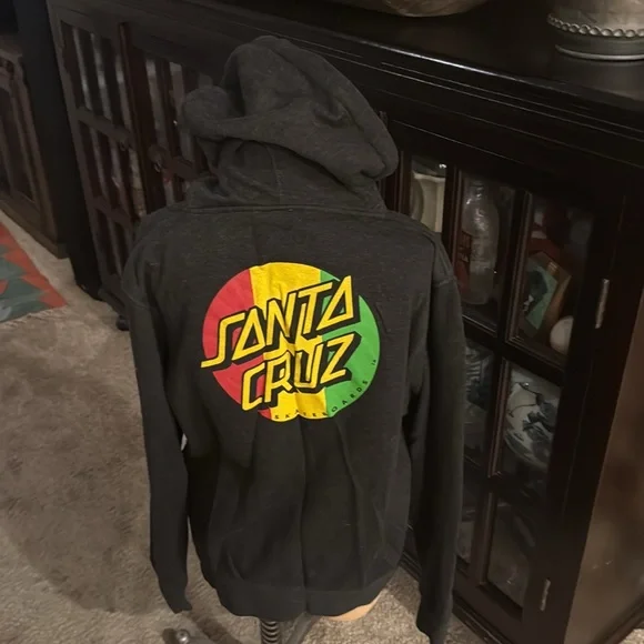 Size medium an original Santa Cruz Skateboard dark grey zip up hoodie - Picture 3 of 4